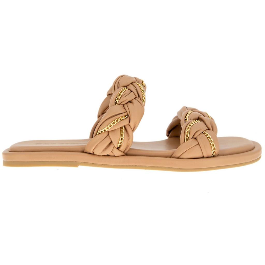 BCBGeneration Taneka Womens Faux Leather Braided Slide Sandals