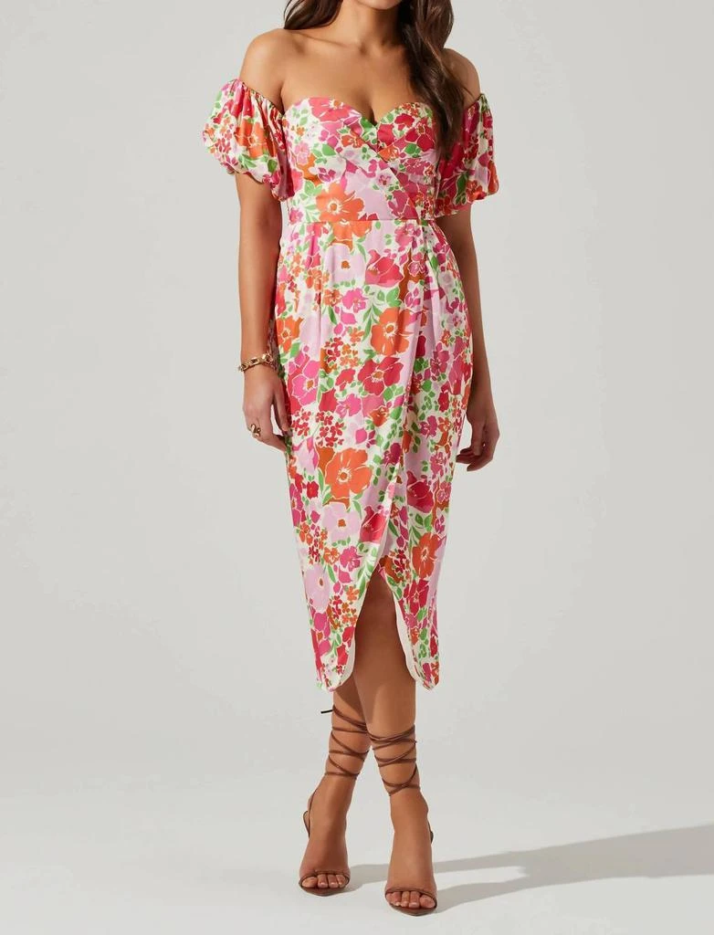 ASTR Astr - Zurina Floral Off The Shoulder Midi Dress 1