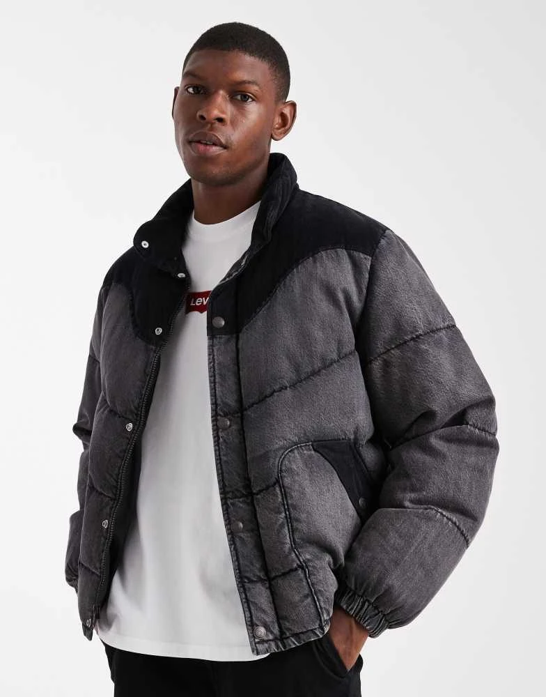 Levi
s Levi
s wild west short puffer jacket in charcoal