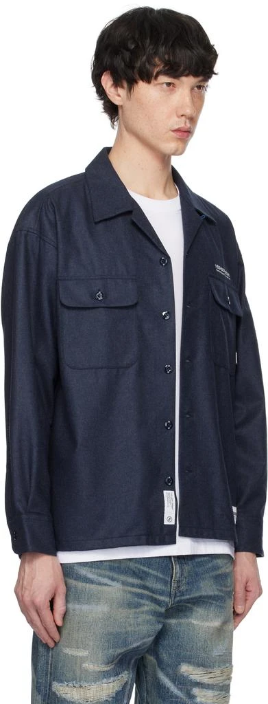 NEIGHBORHOOD Navy Wool Open Collar Shirt 2