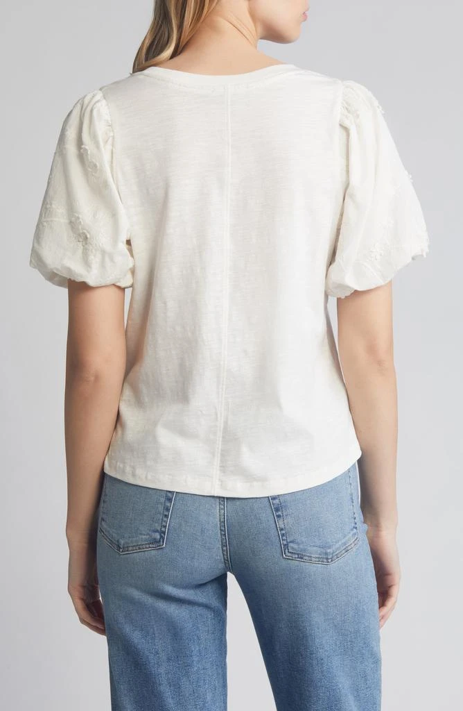 Wit & Wisdom Embroidered Puff Sleeve V-Neck Top 2