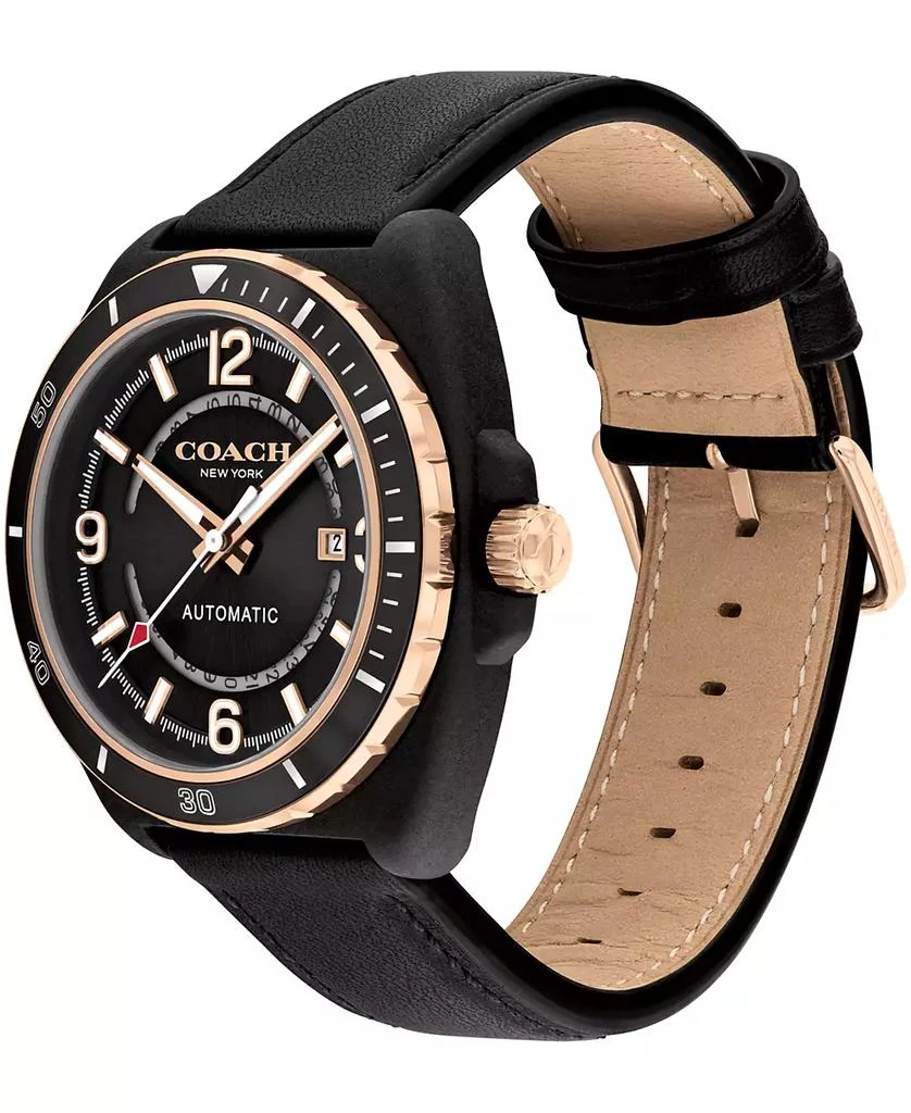 Coach Men's Charter Automatic Black Leather Strap Watch 44.5mm 3