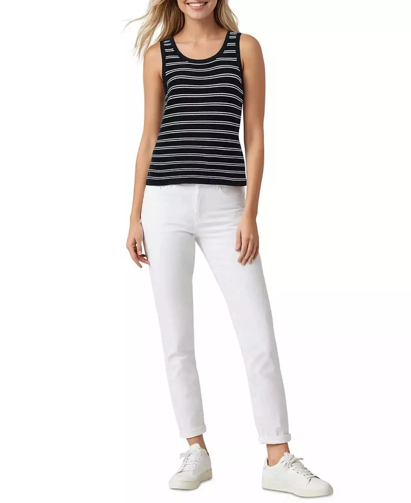 Three Dots Women's Olive Striped Sleeveless Knit Top 1