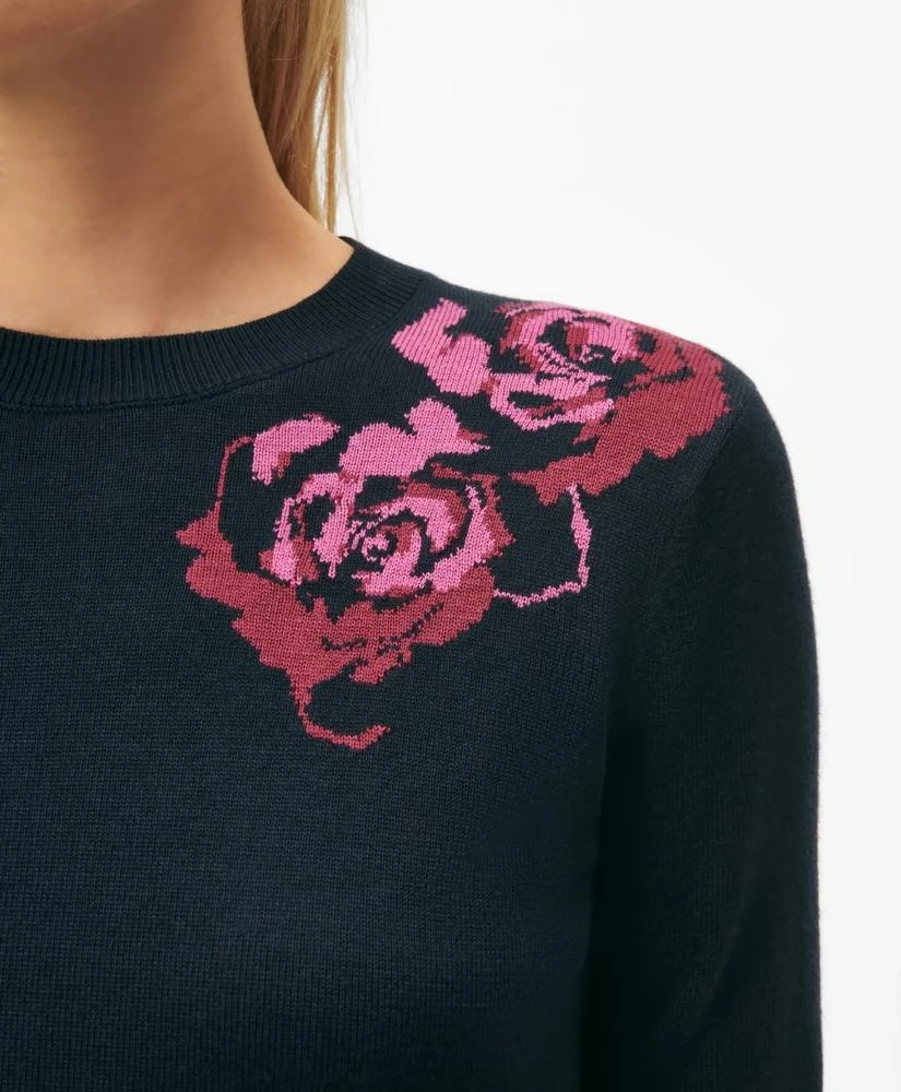 Brooks Brothers Rose Intarsia Sweater in Silk-Cashmere 2