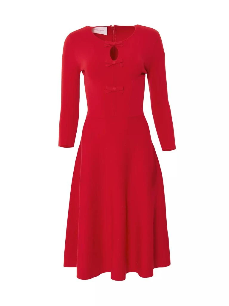 Chalet Wool Knit Fit & Flare Bow-Trimmed Midi Dress  On Sale Now with Up  to 61% Off | Discover Exclusive Deals & Savings at BeyondStyle  Authentic Carolina  Herrera midi|three-quarter sleeve|fit