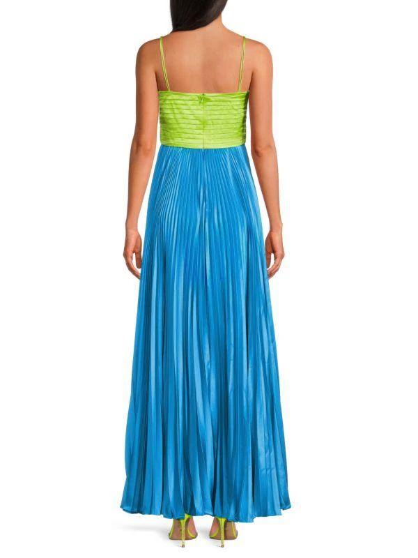 AMUR Silas Accordion Pleated Two Tone Maxi Dress 2