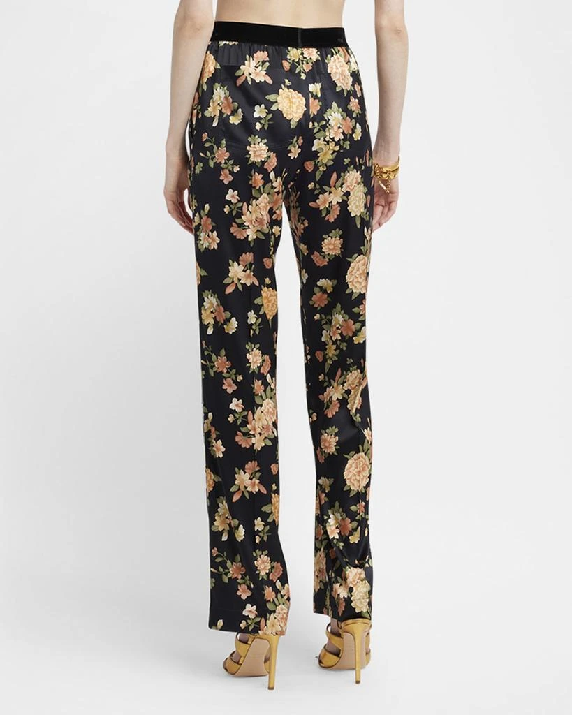Tom Ford Logo-Band Hendrix Floral Stretch Silk Pajama Pants 3