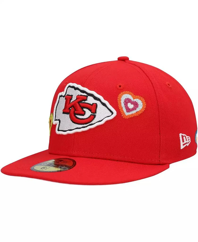 New Era Men's Red Kansas City Chiefs Chain Stitch Heart 59Fifty Fitted Hat 1