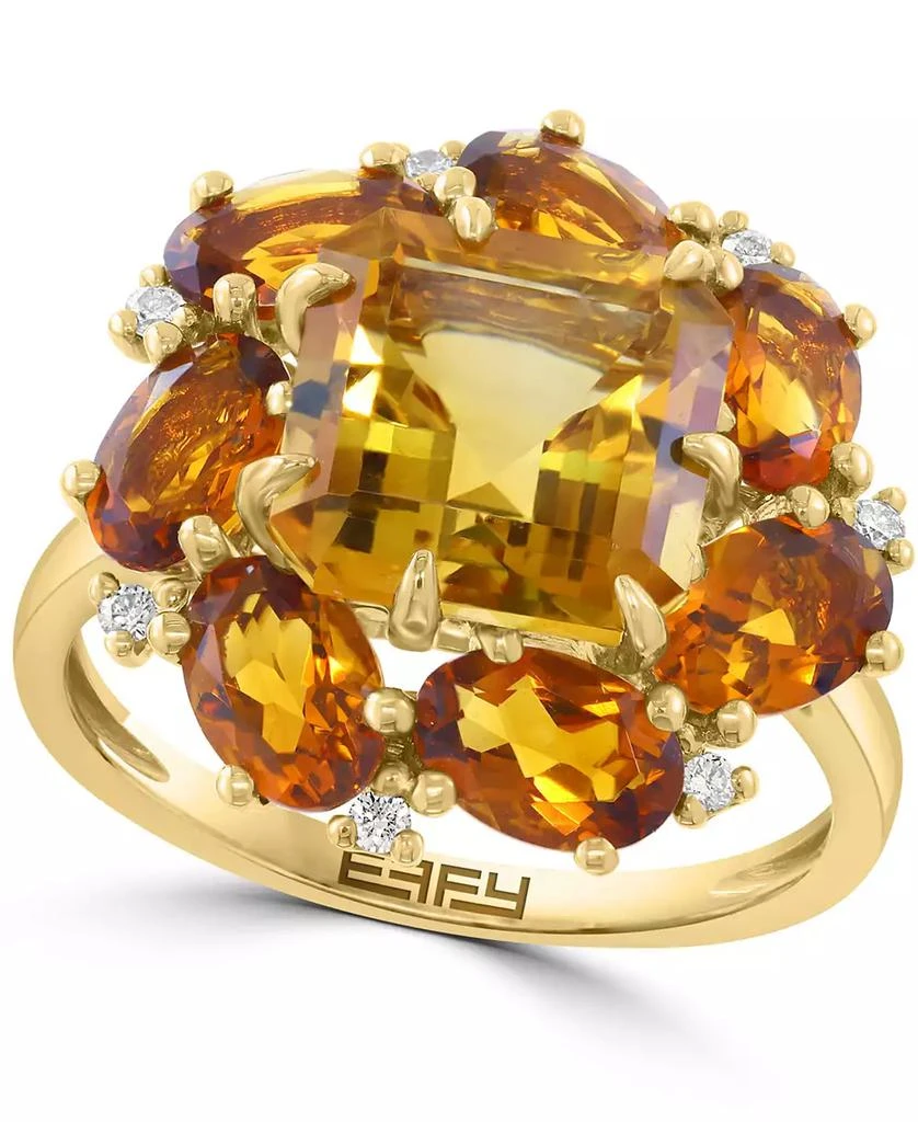 Effy Citrine (6-5/8 ct. t.w.) and Ring Diamond (1/6 ct. t.w.) in 14k Yellow Gold