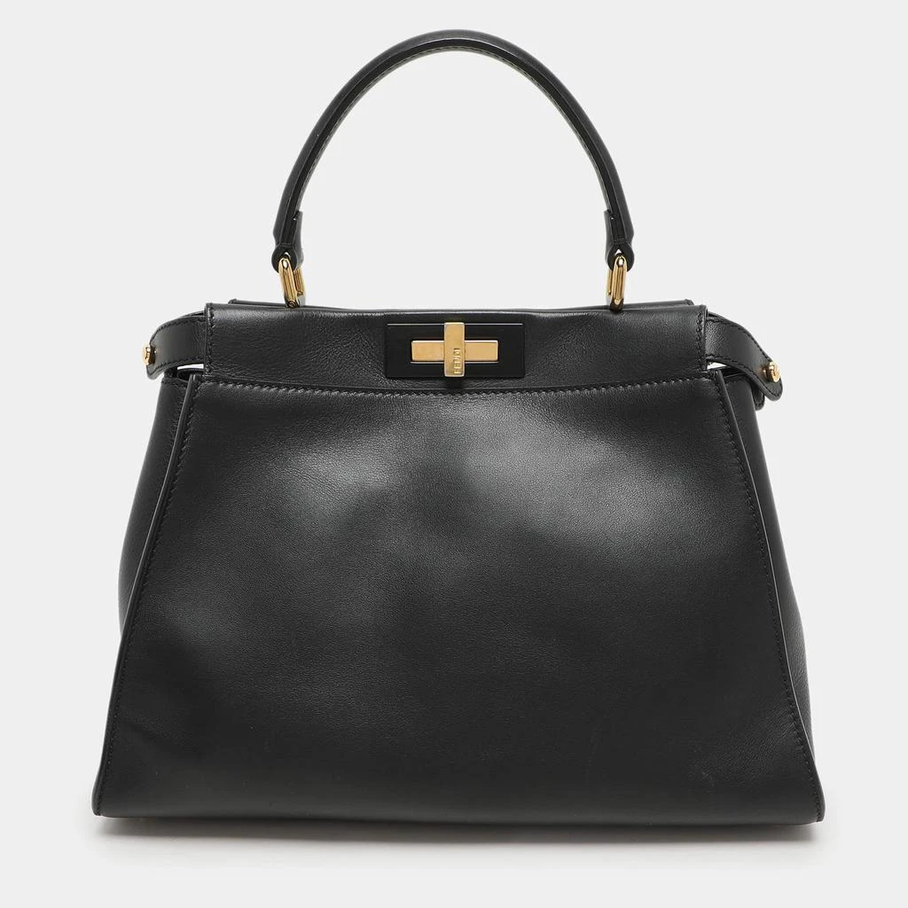 Fendi Fendi Black Leather Medium Peekaboo Top Handle Bag 4