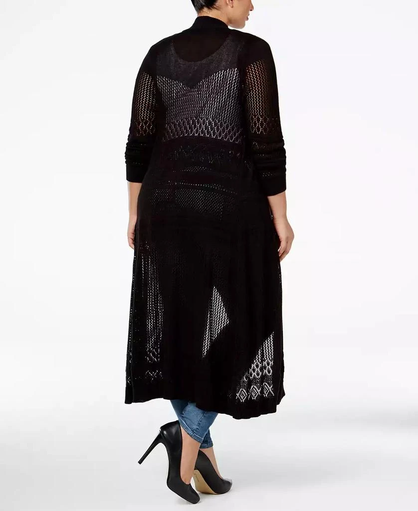 Belldini Plus Size Pointelle-Stitch Duster Cardigan 2