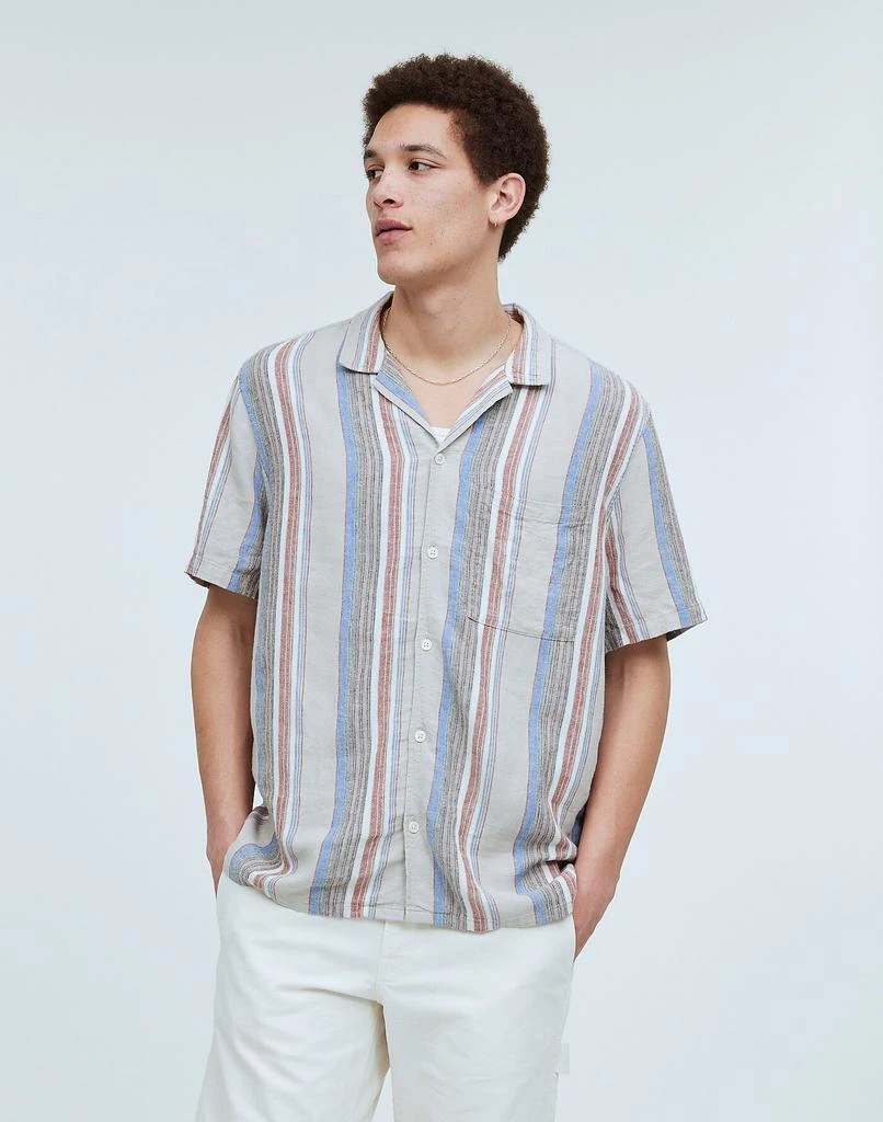 Madewell Easy Short-Sleeve Shirt in Stripe Linen 1