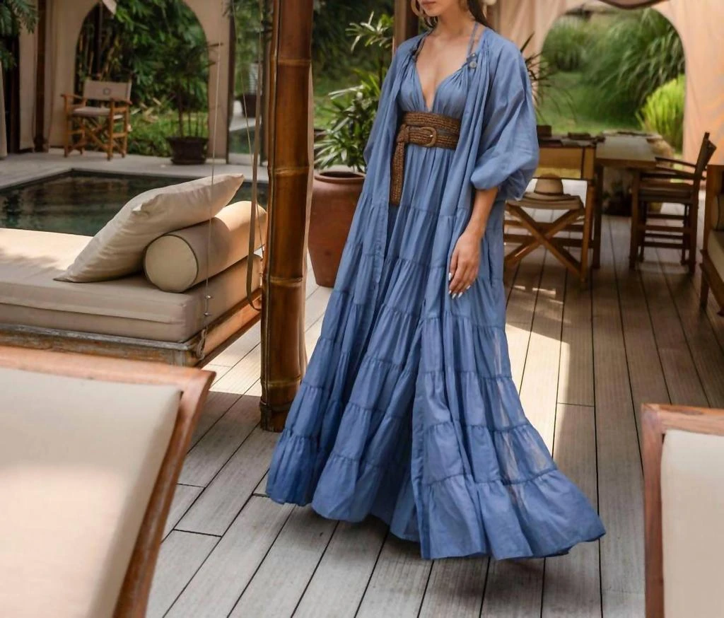 chinese dress ladies Selena Maxi Dress – Striped Cotton Voile by Erika Peña main image 0
