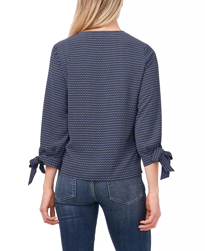 CeCe Women's Long Sleeve Garden Geo Tie Sleeve Blouse 2