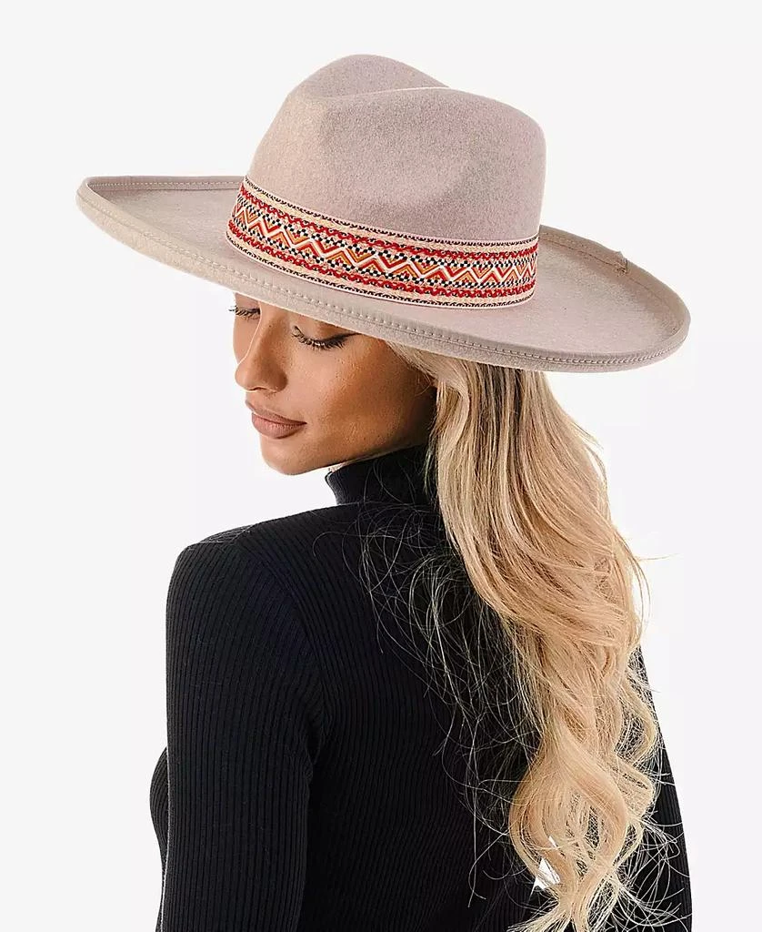 MARCUS ADLER Women's Chevron Trim Wool Blend Panama Hat 3