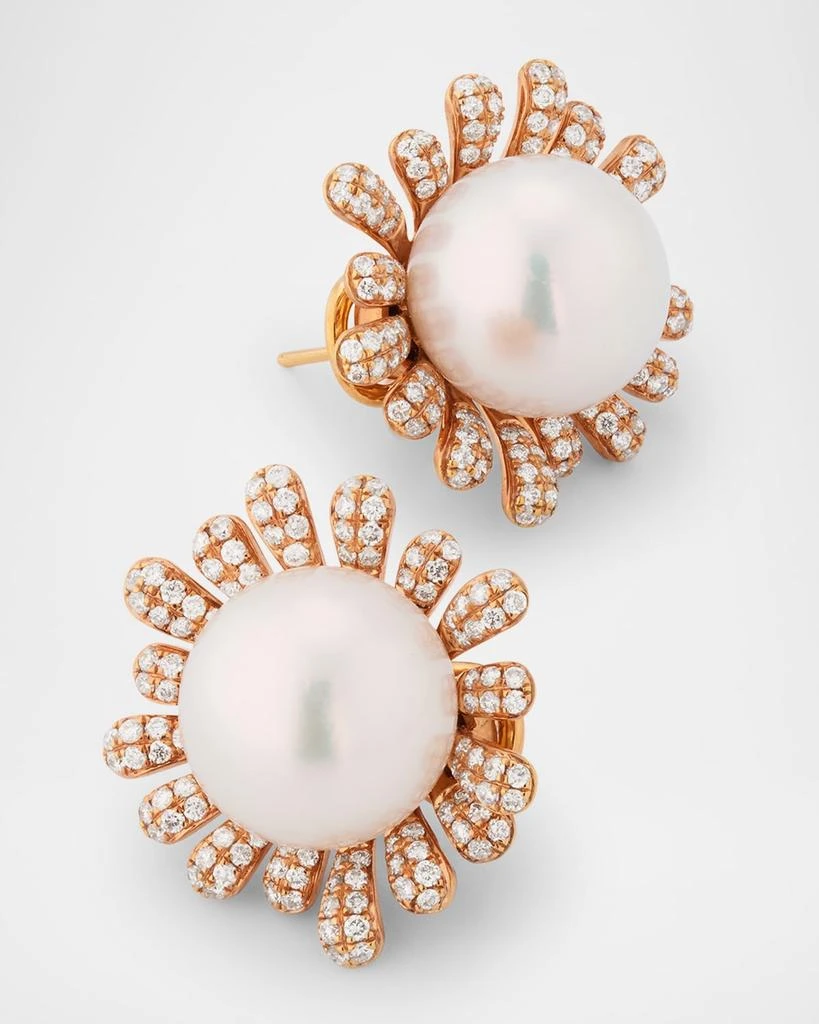 BELPEARL 18K Rose Gold South Sea Pearl Earrings with Diamonds 3