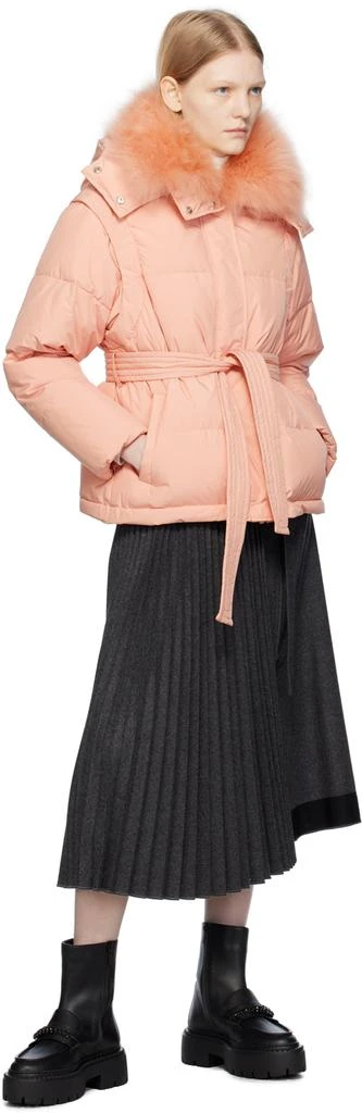 Yves Salomon Pink Belted Down Jacket 4