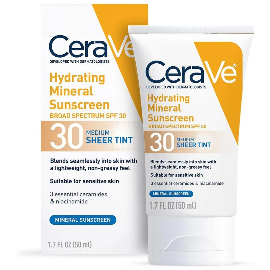 CeraVe Hydrating Mineral Sunscreen SPF 30 for Face with Sheer Tint 1