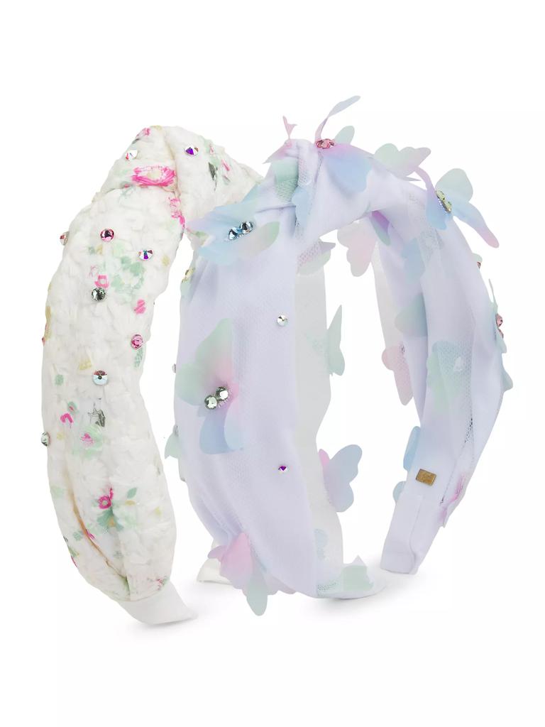 Bari Lynn Floral And Butterfly Knot Headband Set