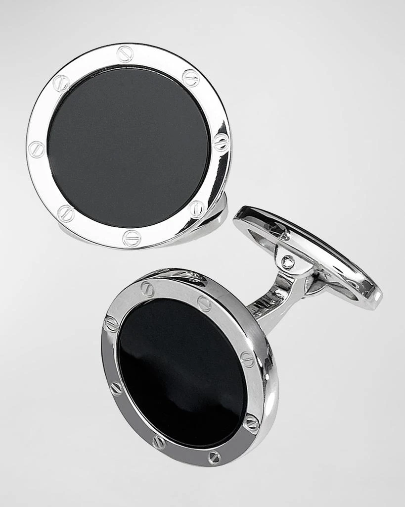 Jan Leslie Round Onyx Cuff Links