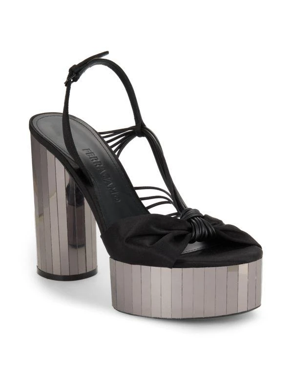 Salvatore Ferragamo Sabina Bow Block Heel Platform Sandals 2