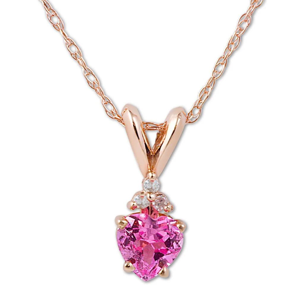 Pompeii3 1/2ct Diamond 
Pink Sapphire Heart Pendant in 14K Yellow, White, or Rose Gold 3