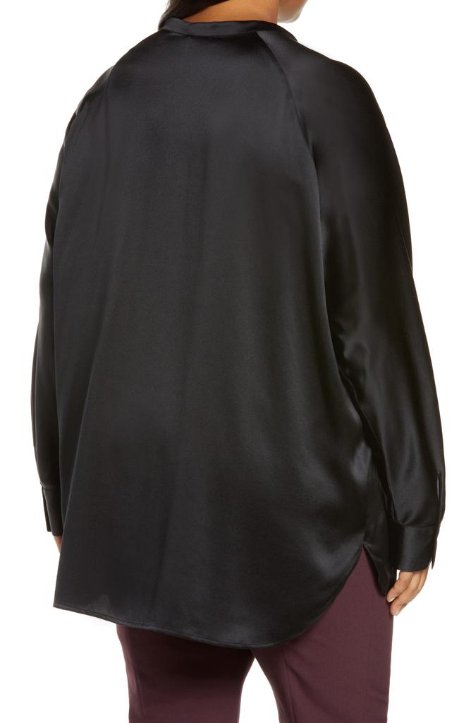 Vince Band Collar Silk Tunic Blouse