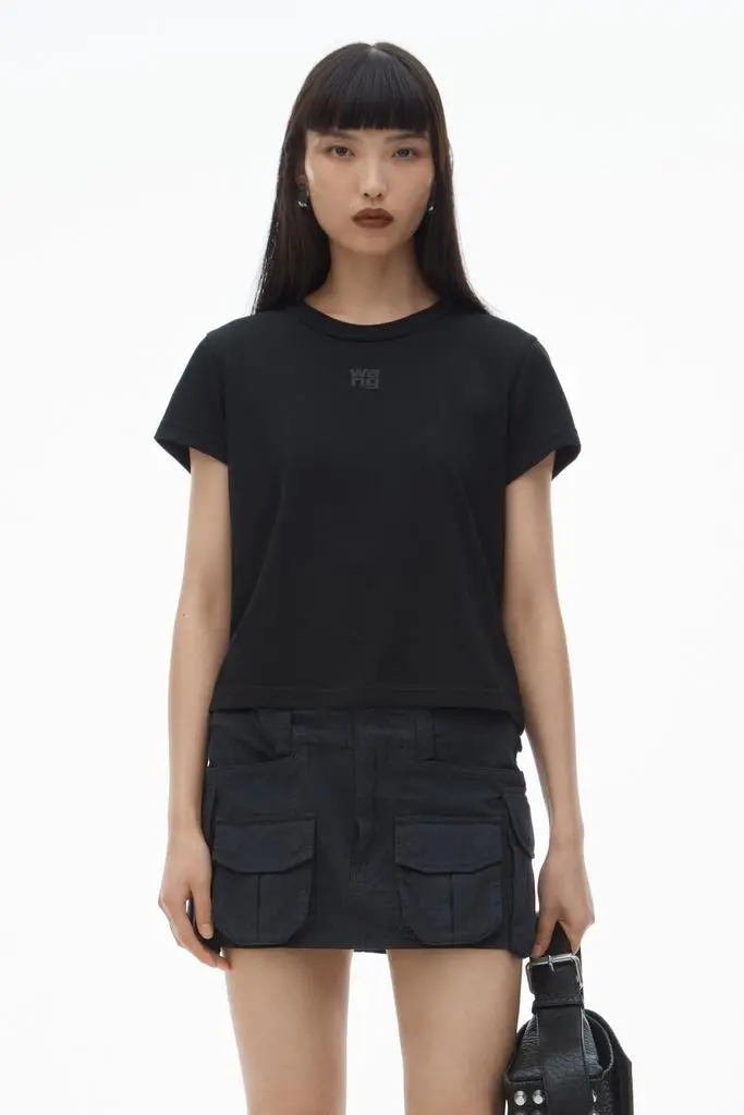 Alexander Wang puff logo shrunken tee in cotton jersey