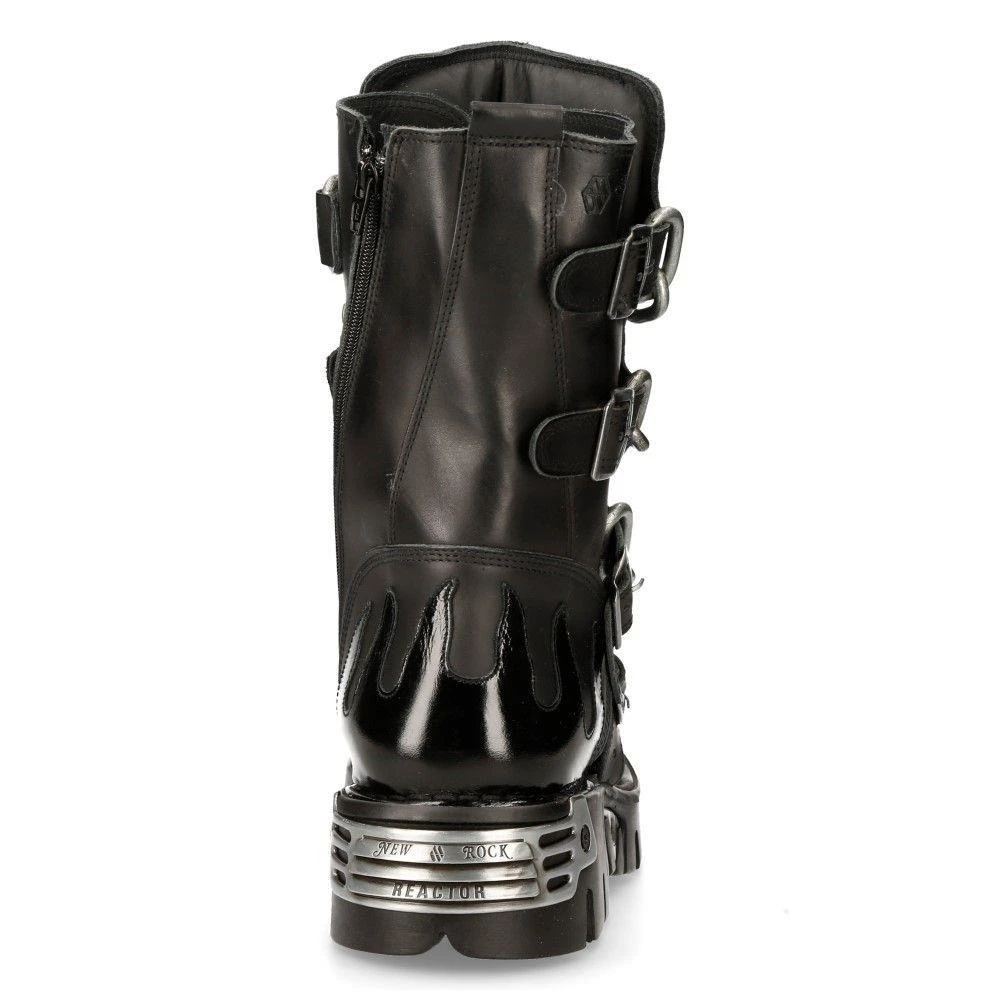 NewRock Black Spiked Mid-Calf Gothic Boots-727-S1 4
