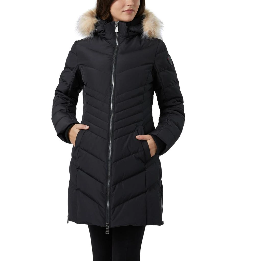 Pajar Women’s Queens Faux Fur Trim Chevron Quilt Mid Length Coat 3