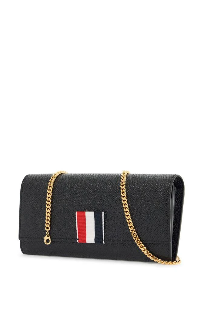 Thom Browne black calfskin chain wallet with rwb detail 3