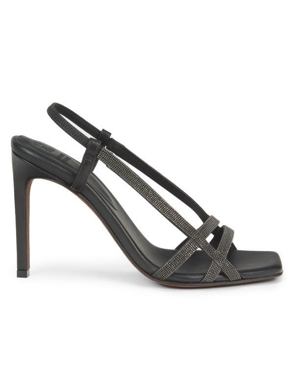 Brunello Cucinelli 105MM Embellished Leather Slingback Sandals