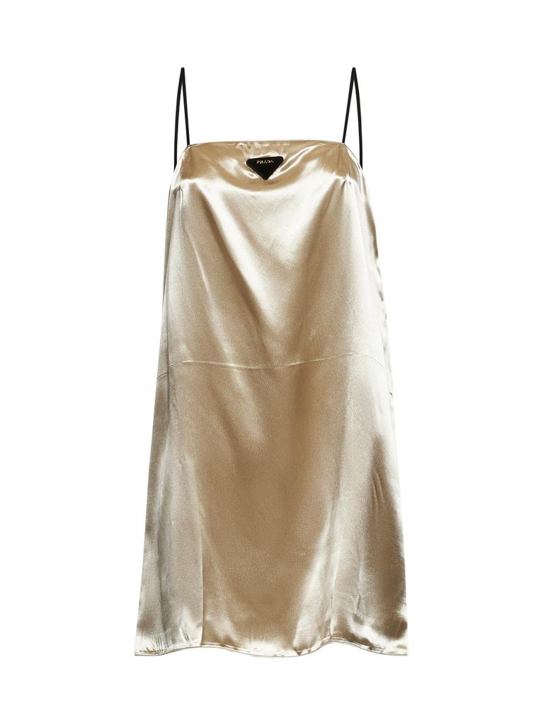PRADA ABBIGLIAMENTO PRADA ABBIGLIAMENTO | Beige satin mini slip dress | Women | 42