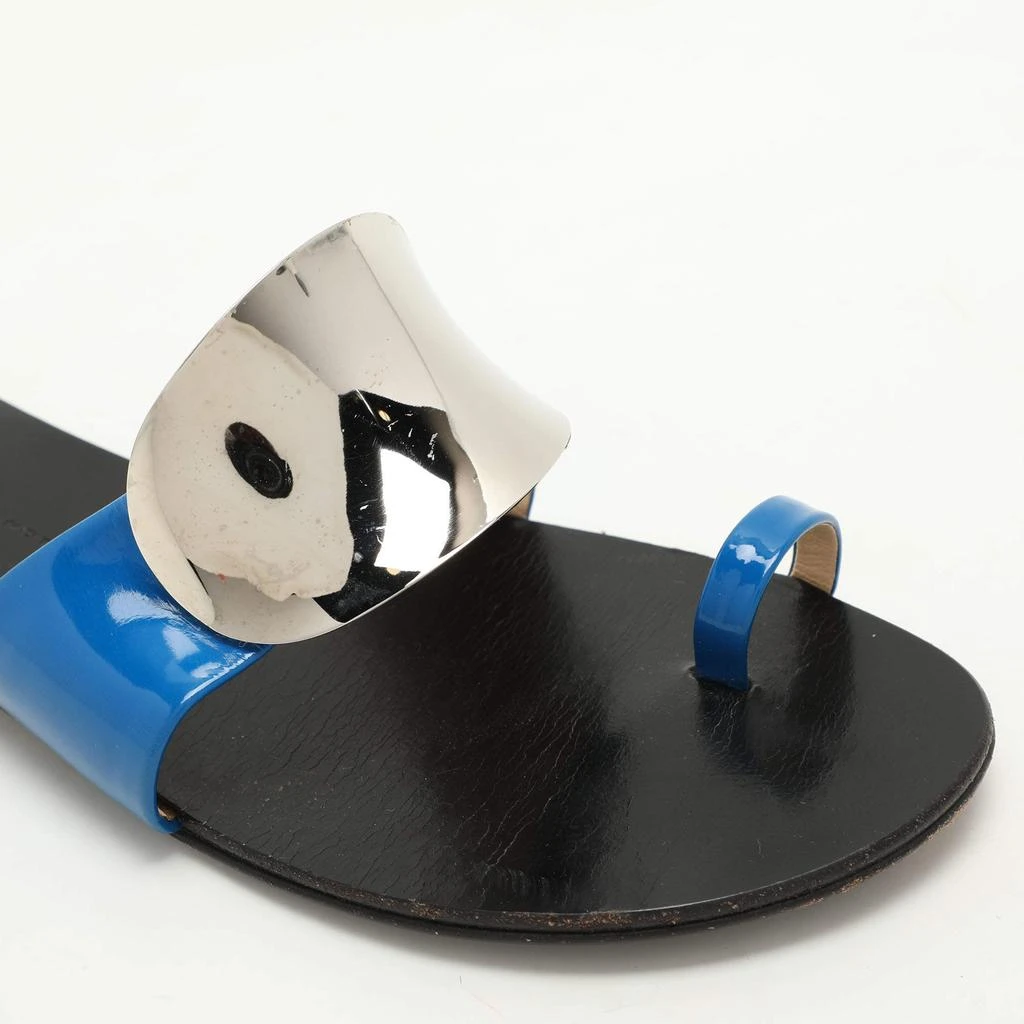 Giuseppe Zanotti Giuseppe Zanotti Blue Patent Leather Toe Ring Flat Sandals Size 41 8