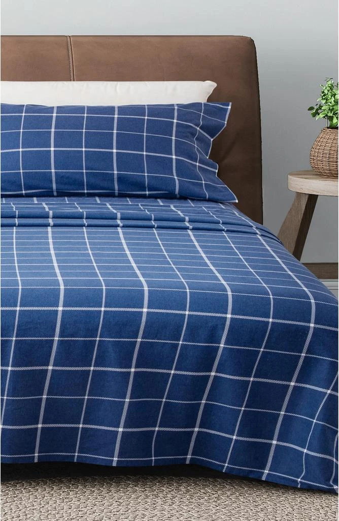 Woven & Weft Turkish Cotton Windowpane Printed Flannel Sheet Set 1