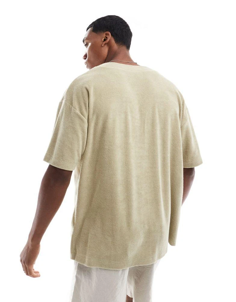 ASOS ASOS DESIGN oversized baseball shirt in green towelling 4