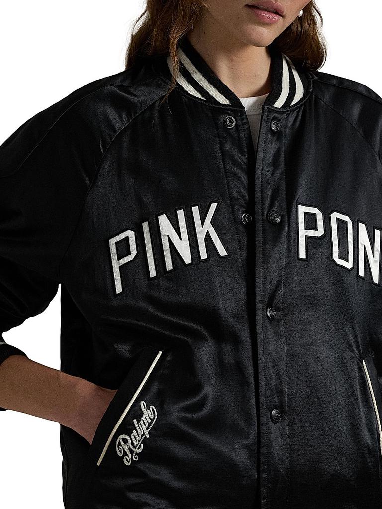 Ralph Lauren Unisex Pink Pony Takihyo Satin Baseball Jacket