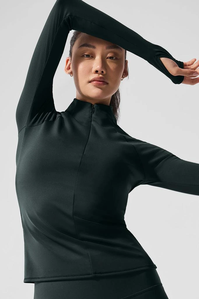 Alo Airlift Winter Warm 1/4 Zip Long Sleeve - Charcoal Green 4