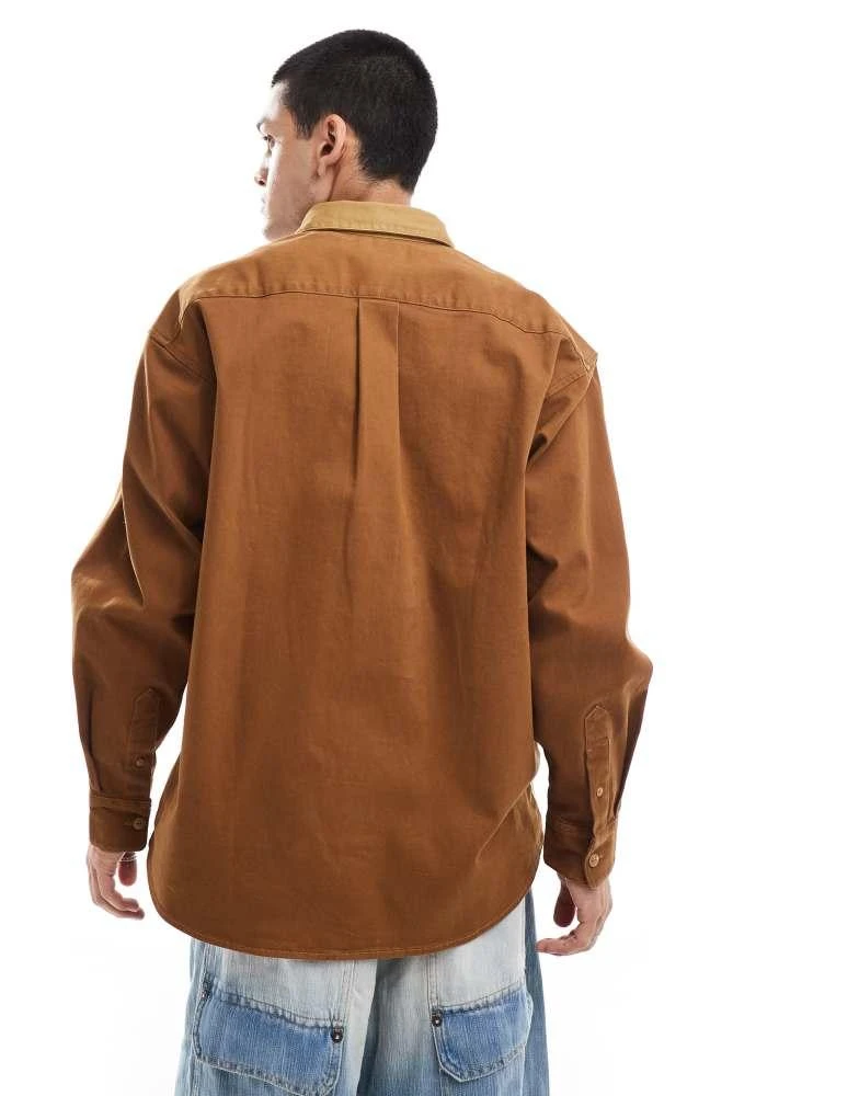 Wrangler Wrangler Casey Jones workwear colourblock twill shirt relaxed fit in tan 4