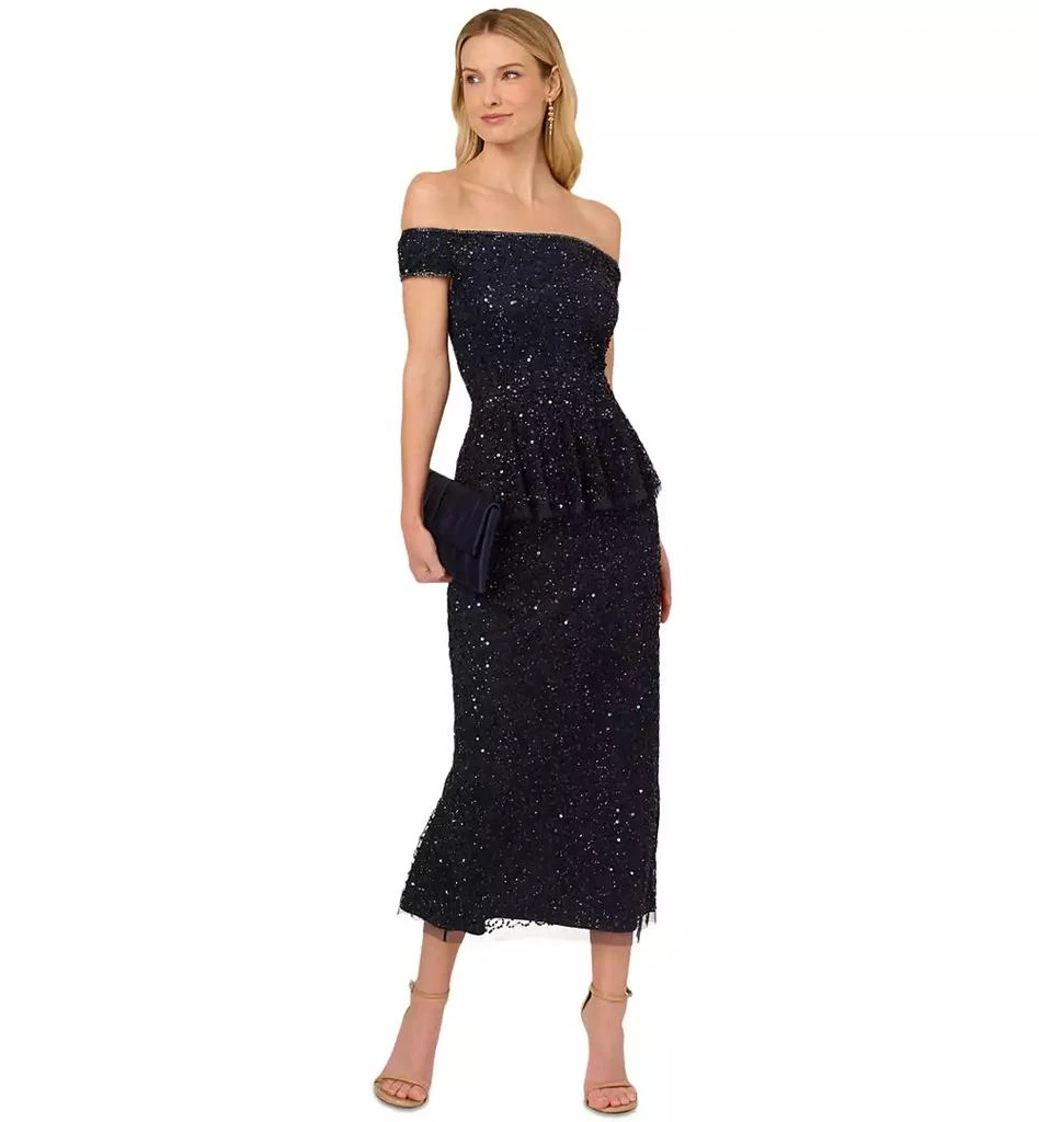Adrianna Papell Women's Off-The-Shoulder Peplum Dress 1