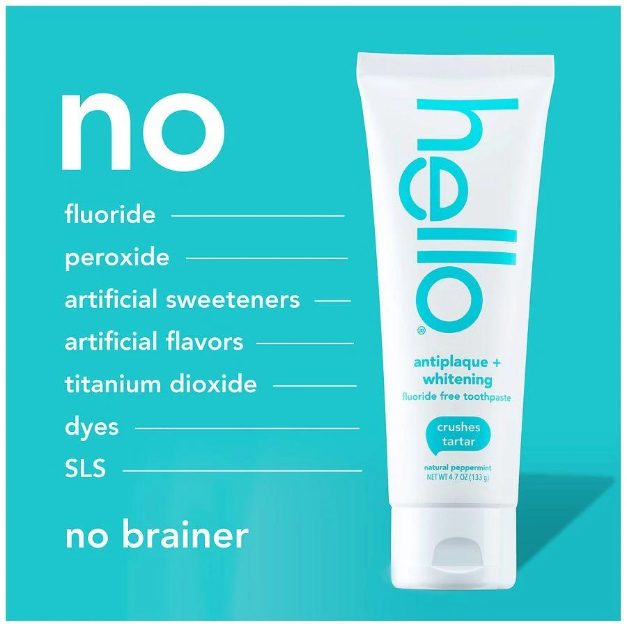 Hello Fluoride Free Toothpaste, Antiplaque + Whitening Tea Tree 8