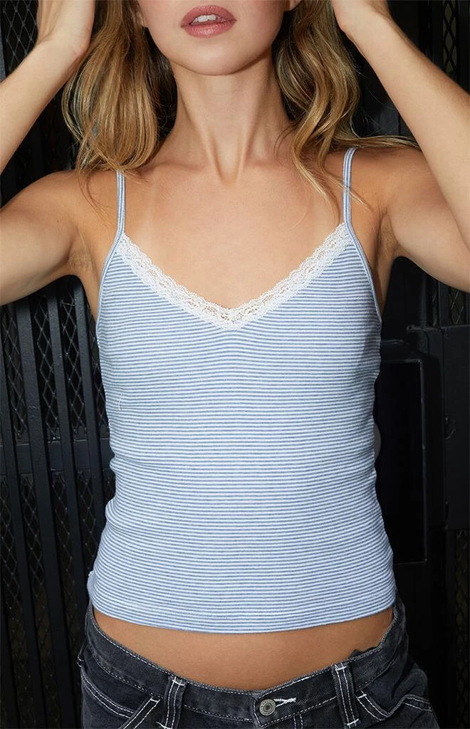 John Galt Striped Nicolette Lace Tank Top 2