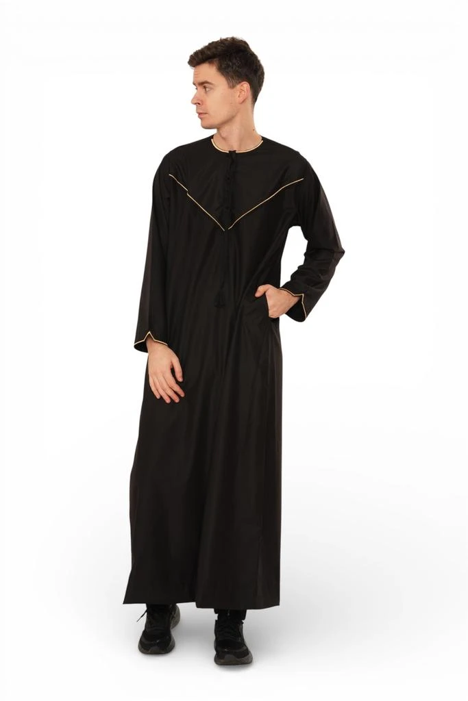 Arabic Thobes Men
s Ramadan Black Moroccan Jubba Robe Djellaba Eid Thobe - TT-007 2