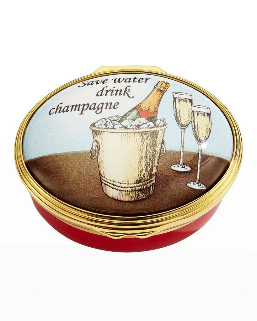 Halcyon Days Save Water Drink Champagne Enamel Box
