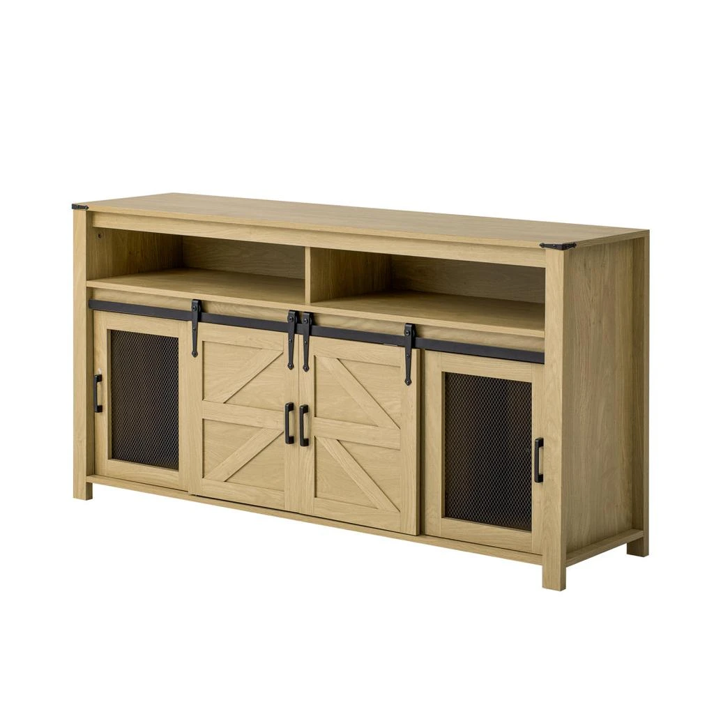 Streamdale Furniture Streamdale 59.3" Farmhouse Sideboard with Sliding Barn Door and Mesh Panels 3