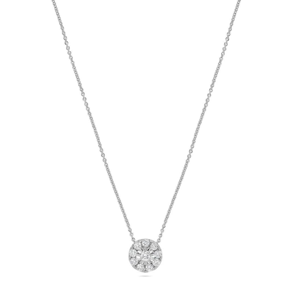 H.J. Namdar 0.35 ct tw Prong Round Diamond Halo Necklace 14K White Gold Natural Diamonds