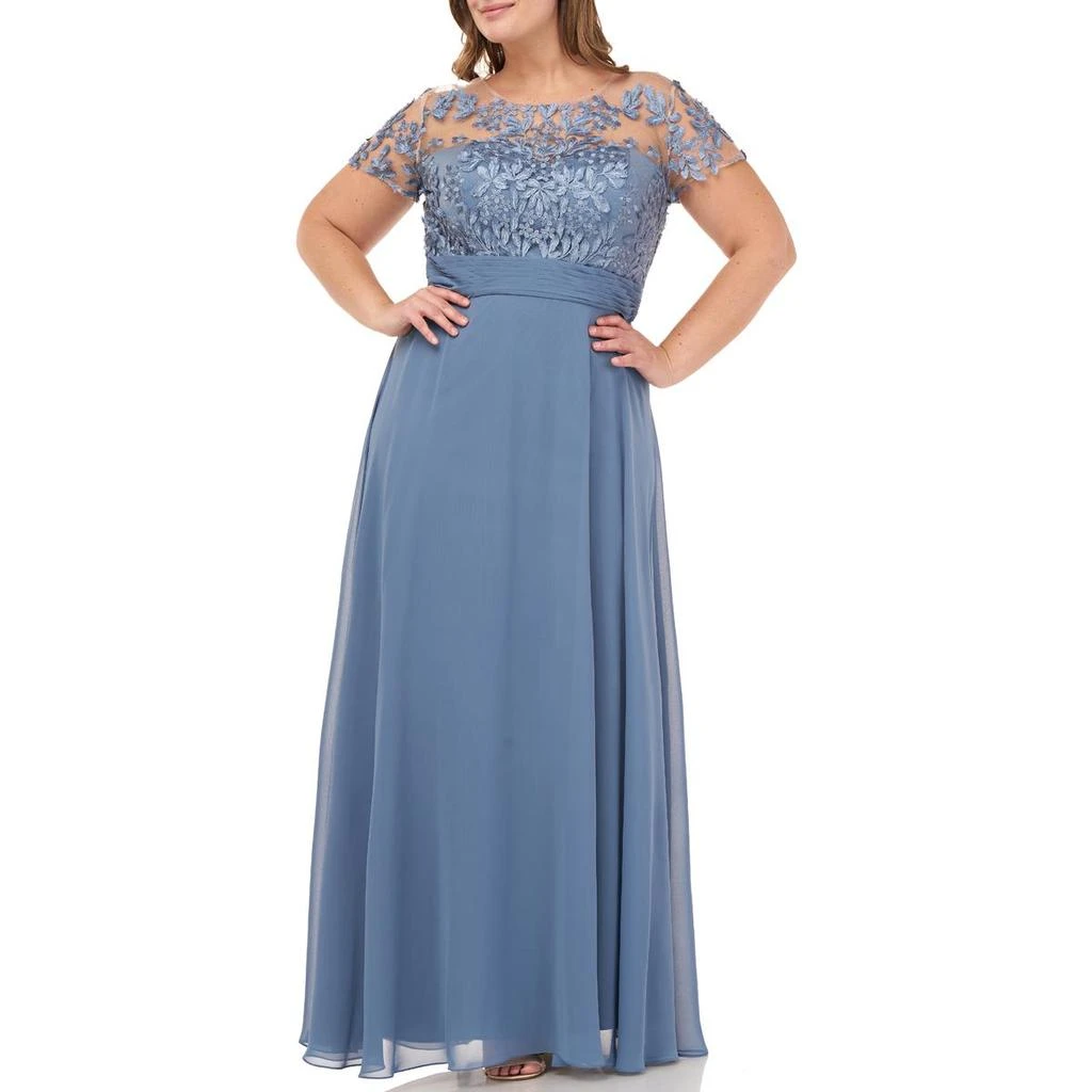 JS Collections Plus Womens Chiffon Floral Evening Dress 1