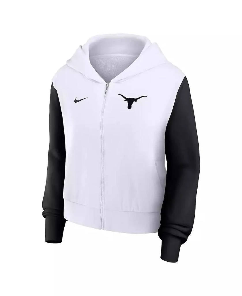 NIKE Women's White Texas Longhorns Cropped Beyond Capability Color-Block Script Full-Zip Hoodie 2