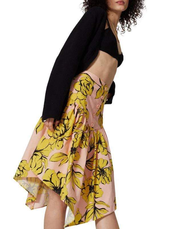 MARISSA WEBB Peony Floral Asymmetric Midi Skirt 4