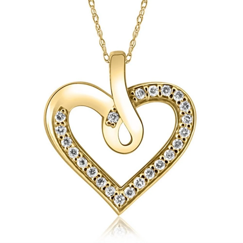 Pompeii3 1/4Ct Diamond Curve Heart Shape Pendant Necklace in White, Yellow, or Rose Gold